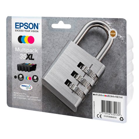 Epson 35XL Pack de 4 cartouches 1 noir et 3 couleurs pour imprimante jet d'encre