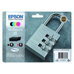 Epson 35 Packung mit 4 Tintenpatronen 1 schwarze und 3 Farben für Tintenstrahldrucker 