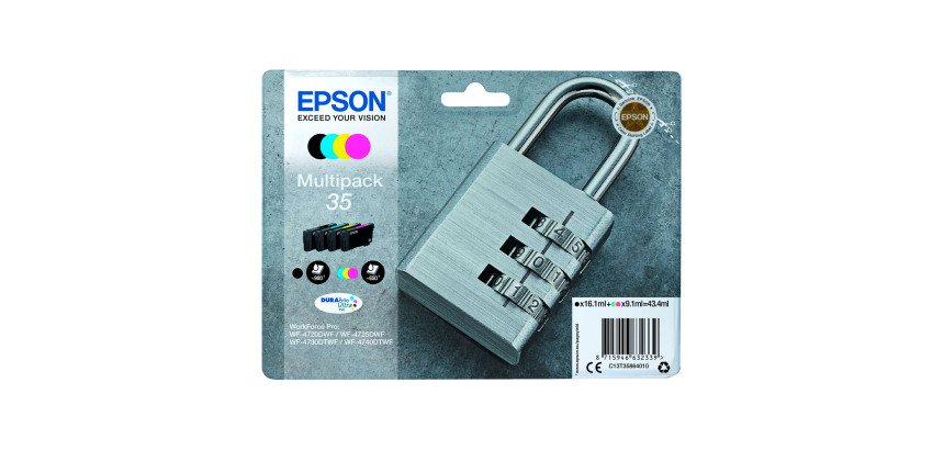 Epson 35 Pack de 4 cartouches 1 noir et 3 couleurs pour imprimante jet d'encre