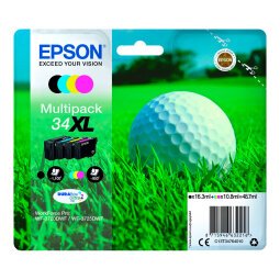 Epson 34XL pak van 4 cartridges 1 zwarte en 3 kleuren voor inkjetprinter 