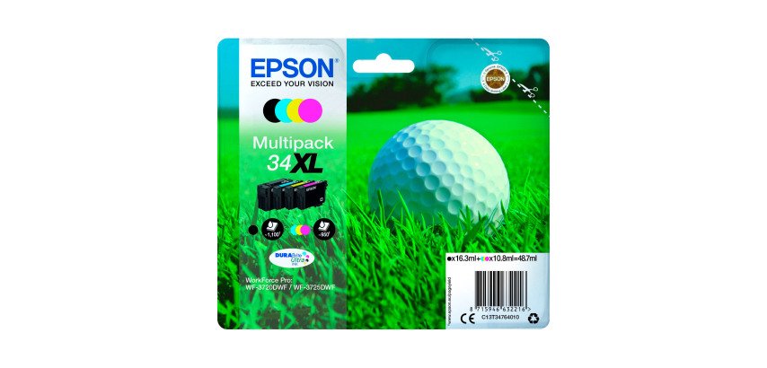 Epson 34XL pack of 4 cartridges 1 black and 3 colors for inkjet printer 