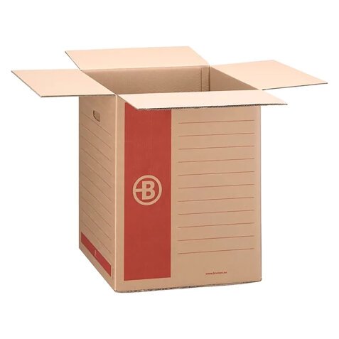 Moving box Bruneau brown kraft double undulation H 58 x W 46 x D 46 cm