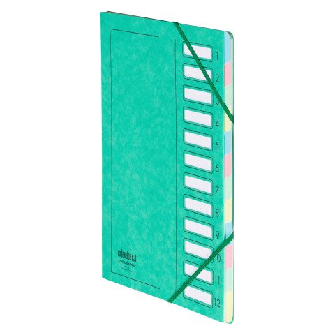 Carpeta clasificadora Extendos con 12 divisiones color verde