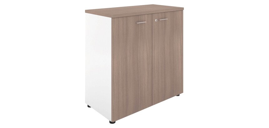 Armoire basse H 89 cm bois portes battantes orme Greko