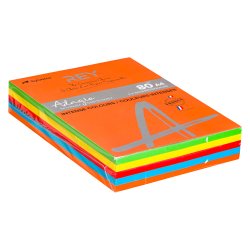 Ramette papier couleur Rey Adagio couleurs intenses assorties A4 80 gr - 5 x 100 feuilles