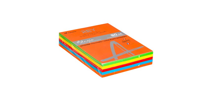 Ramette papier couleur Rey Adagio couleurs intenses assorties A4 80 gr - 5 x 100 feuilles