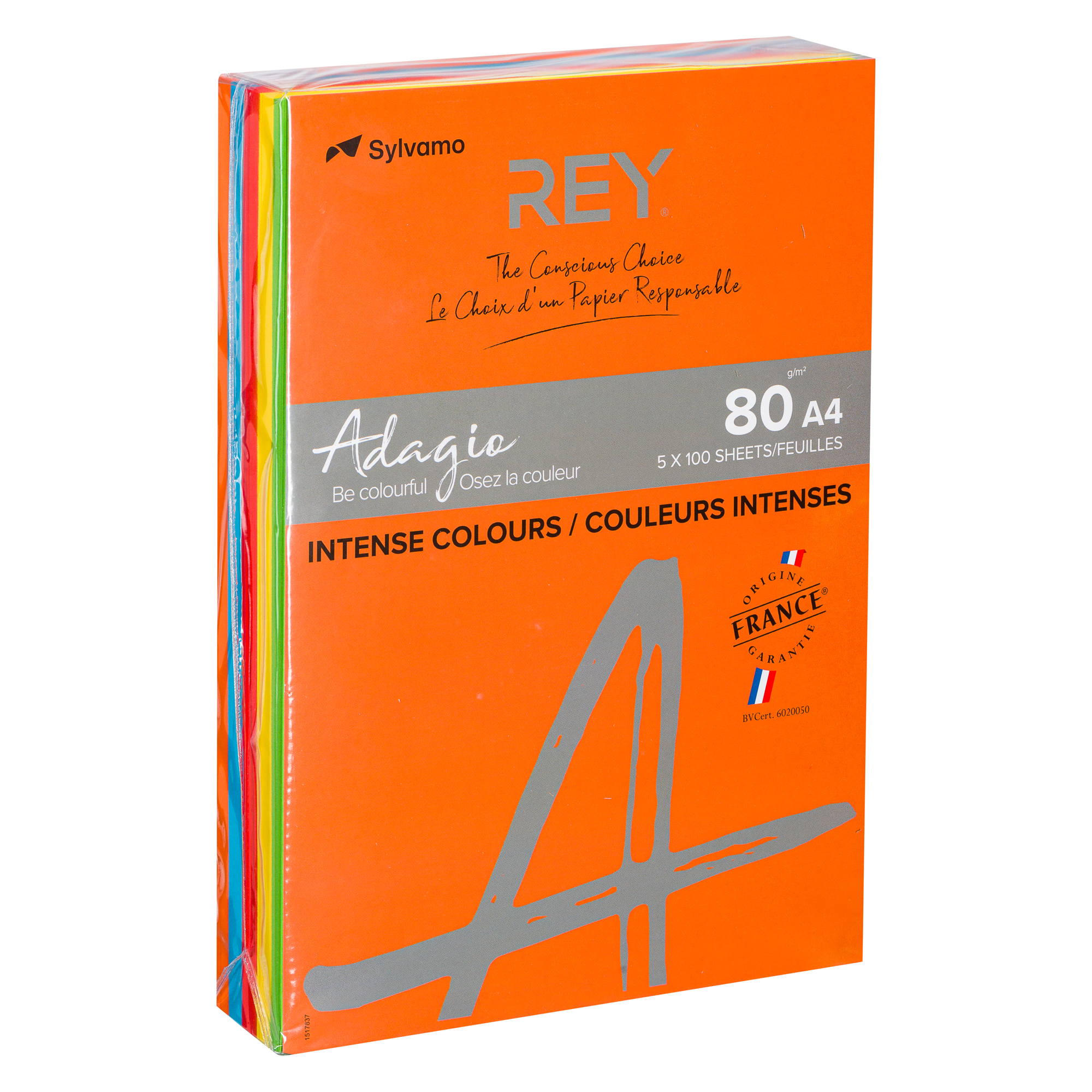 Papier couleur A3 80 g Rey Adagio couleurs vives - Ramettes de 500 feuilles  sur
