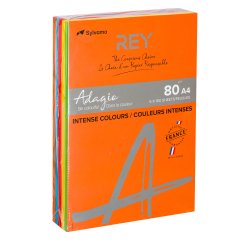 Riemen farbiges Papier Rey Adagio intensive Farben Sortiment A4 80 g - 5 x 100 Blatt