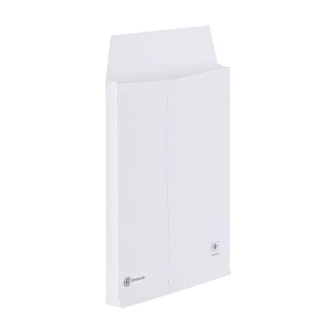 Bolsa con fuelle 3 cm reforzada kraft blanco 229 x 324 mm Bruneau 120 g sin ventana - Caja de 50