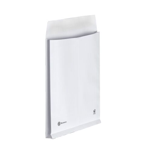 Bolsa con fuelle de 3 cm en kraft blanco reforzado 260 x 330 mm Bruneau 120 g sin ventana - Caja de 50