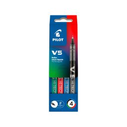 Roller pen Pilot Hi-tecpoint V5 fine writing - sleeve of 4 classic colors 