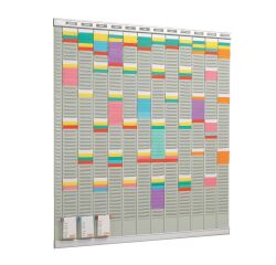 Planning à fiches T  annuel - 12 colonnes de 54 fentes, indice 2 - Nobo