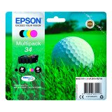 Epson 34 Pack de 4 cartouches 1 noir et 3 couleurs pour imprimante jet d'encre