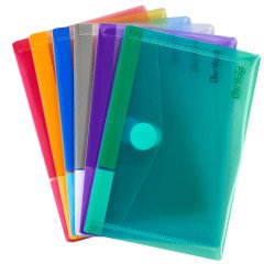 Opbergmappen met klittenband Djois by Tarifold Color Collection 16,5 x 10,9 cm in verschillende kleuren - Pak van 6