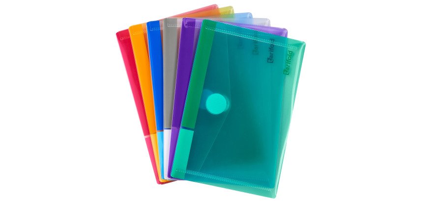 Chemise de présentation à scratch Tarifold 16,5 x 10,9 cm couleurs assorties - Paquet de 6