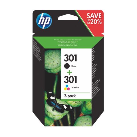 HP 301 Pack 2 Cartuchos Original negro + tricolor (190 + 3 x 165)
