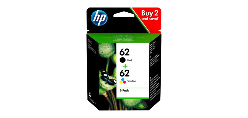 Pack HP 62 noire + hp 62 3 couleurs pour imprimante jet d'encre