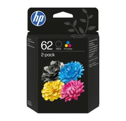 HP 62 Original Ink Cartridge N9J71AE Black, Cyan, Magenta, Yellow Pack of 2 Multipack