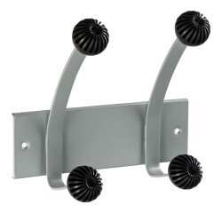 Wandkapstok met 2 dubbele haken in metaal en plastic Hakea