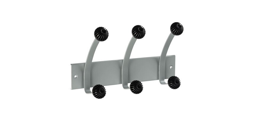 3 patères murales doubles métal et plastique