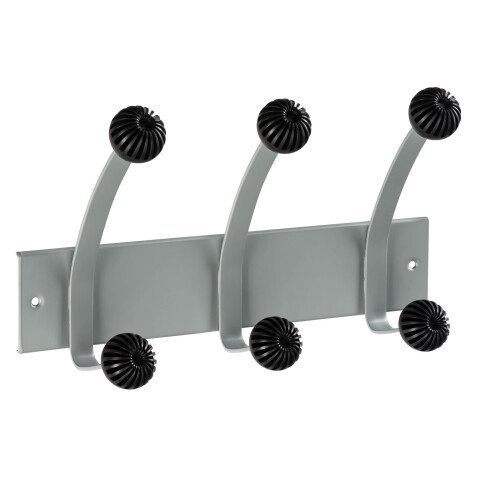 3 patères murales doubles métal et plastique