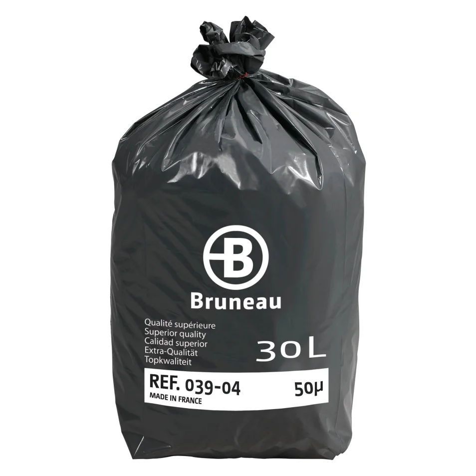 Sac poubelle 30 litres Qualité supérieure Bruneau gris - 200 sacs sur