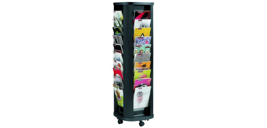 Présentoir mobile colonne 40 cases pour format A4