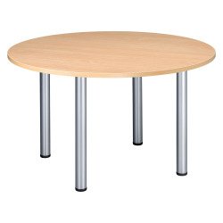 Table ronde 120 cm plateau hêtre pieds tube Essens