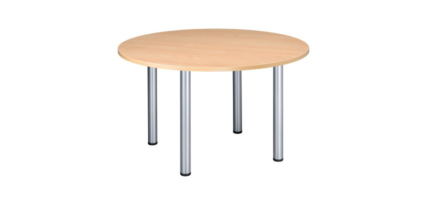 Table ronde 120 cm plateau hêtre pieds tube Essens