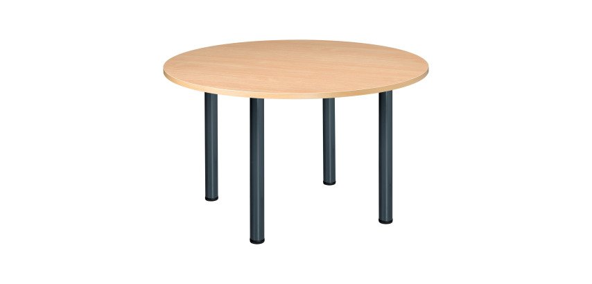Table ronde 120 cm plateau hêtre pieds tube Essens