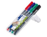 Rotulador permanente Lumocolor Staedtler punta extrafina - Caja 4 colores clásicos