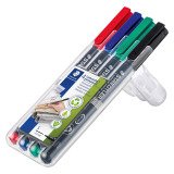 Stylo feutre permanent Staedtler Lumocolor 313 'dry safe' couleurs assorties 0,4 mm - Pochette de 4