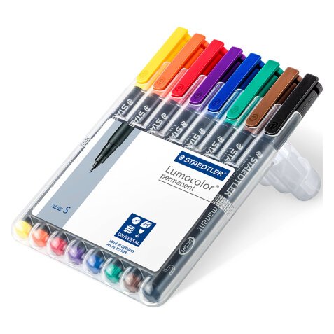 Marker Staedtler Lumocolor 313 "dry safe" in extra fine - Set of 8 fun colours