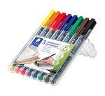 Stylo feutre permanent Staedtler Lumocolor 313 'dry safe' couleurs assorties 0,4 mm - Pochette de 8