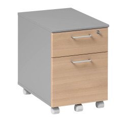 Mobile cabinet 2 drawers yellowish beech - light grey Quarta Plus 