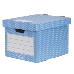 Caisse archives mini Carton Fellowes Style - H 33,5 x L 40,4 x P 29,2 cm - Eco-responsable - Bleue