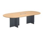 Table de réunion ovale L 140 cm plateau hêtre pieds croix Essens