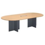 Tavolo da riunioni Faggio ovale modulare L140 x P 120 cm gambe a croce antracite Excellens