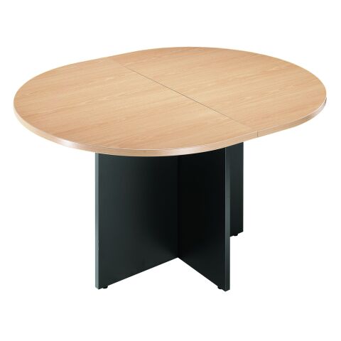 Mesa Oval Excellens color Haya con patas cruz Antracita.