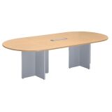 Tavolo da riunioni Faggio ovale modulare L140 x P 120 cm gambe a croce alluminio Excellens