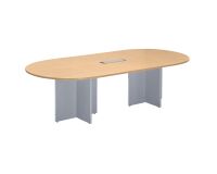 Table de réunion ovale L 140 cm plateau hêtre pieds croix Essens