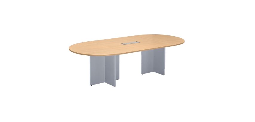 Table de réunion ovale L 140 cm plateau hêtre pieds croix Essens