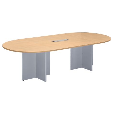 Tablero Oval color Haya con patas Aluminio.