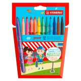Feutre Stabilo Power couleurs assorties pointe moyenne - Pochette de 12