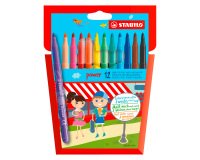 Etui 12 kleurviltstiften Stabilo Power in geassorteerde kleuren - gemiddelde punt