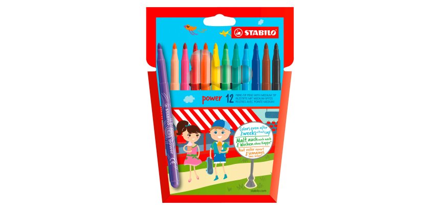 Stylo feutre Stabilo Power couleurs assorties - Pochette de 12