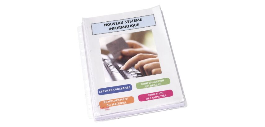 Sachet de 10 pochettes perforées Esselte A4 à soufflet PVC lisse 17/100e