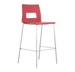 Tabouret Celsio coque bois multiplis finition laquée 4 pieds chromé H 75 cm
