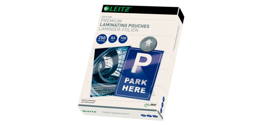 Boîte 100 pochettes de plastification A4 2 x 250 µ brillantes Leitz I-Lam