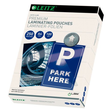 Paquete de 100 fundas de plastificación térmica Leitz I-Lam A4, 2 x 250 µ, brillante